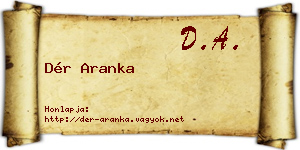 Dér Aranka névjegykártya